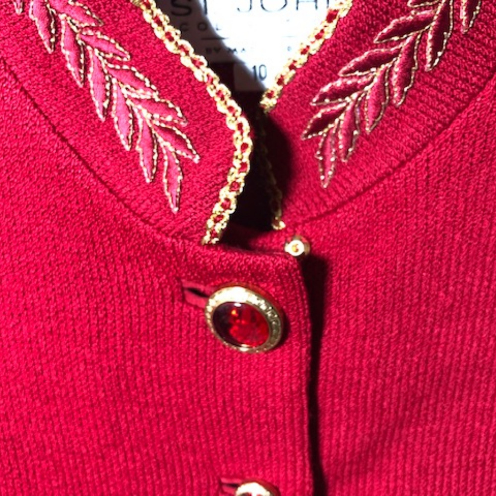 St. John Collection Long Blazer, Red w/skirt